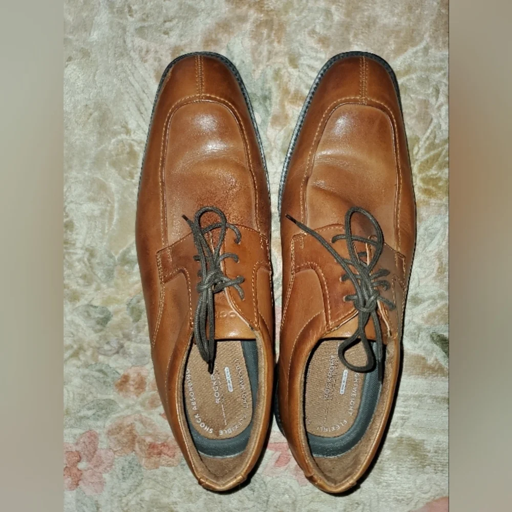 Rockport Shoes Mens 11.5 11-1/2 Brown Leather Upper‎ Lightweight Lace Up Oxford